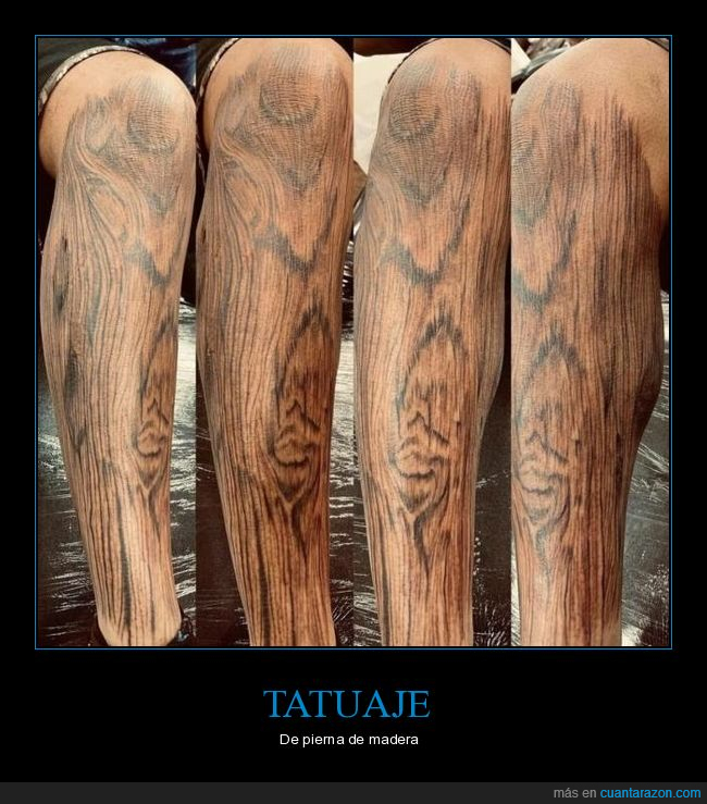 tatuaje,pierna,madera