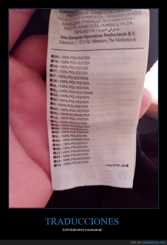 traducciones,poliéster,etiqueta