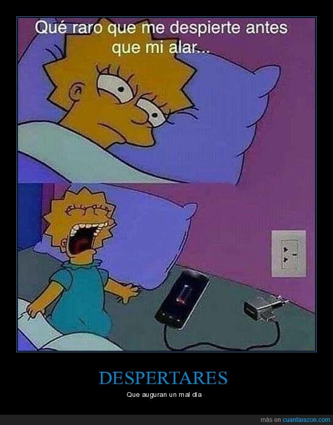 despertarse,alarma,móvil,batería,lisa,simpsons