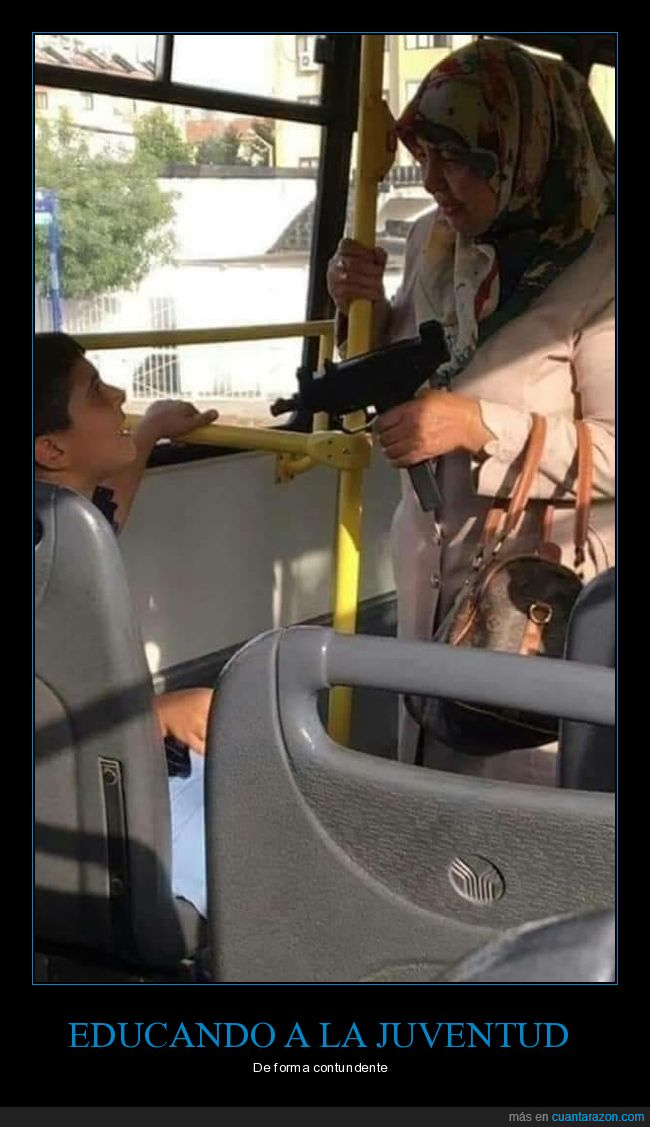 autobús,ceder,asiento,arma,señora,wtf