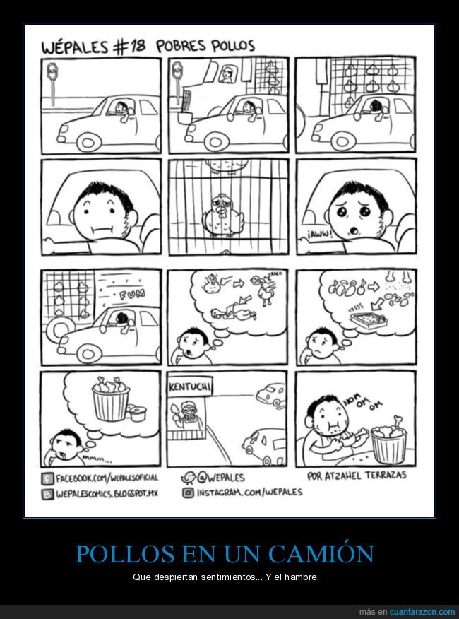 coche,camión,pollos,kentucky,comiendo,pollo