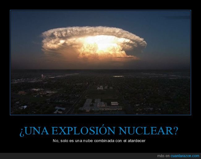 explosión nuclear,nube,atardecer