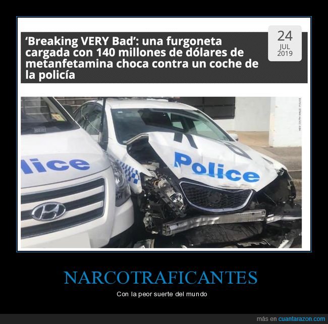 furgoneta,metanfetamina,chocar,coche,policía,fails