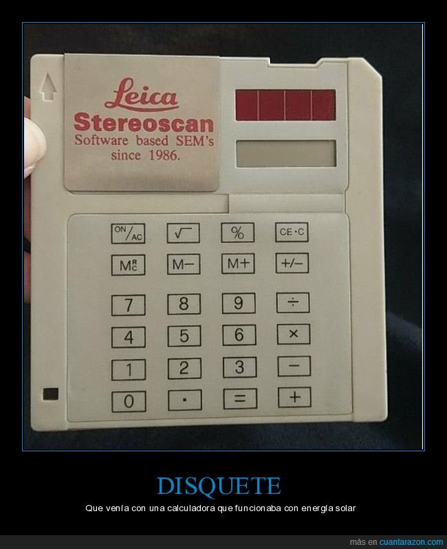 disquete,calculadora,energía solar