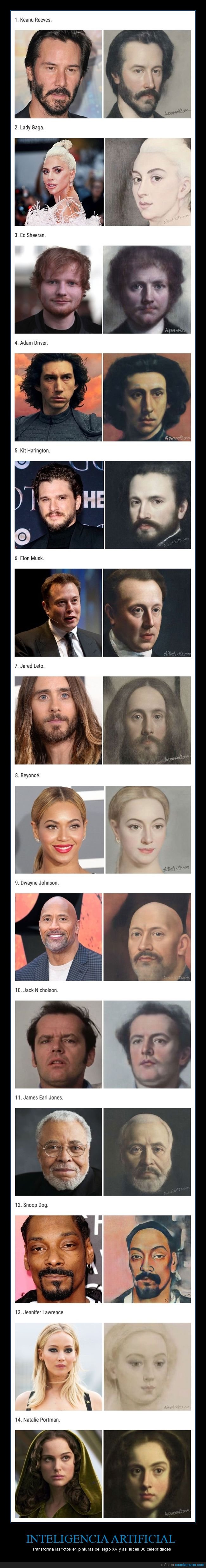 inteligencia artificial,transformar,pinturas,famosos