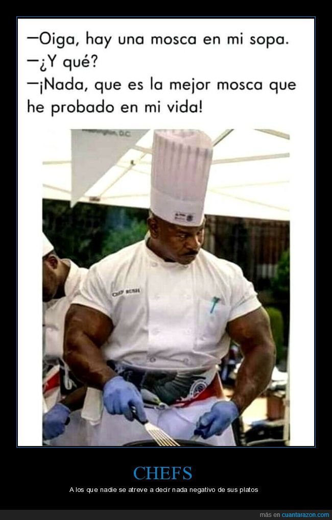 mosca,sopa,chef,musculoso