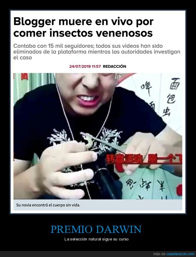 muerte,blogger,insectos,comer,fails