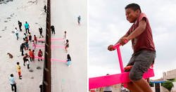 Enlace a Niños de EEUU y México juegan juntos en estos balancines construidos en el muro de la frontera para desafiar a Trump