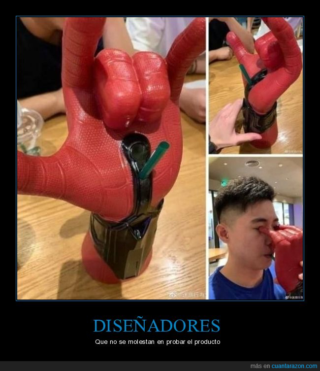 pajita,guante,spiderman,beber