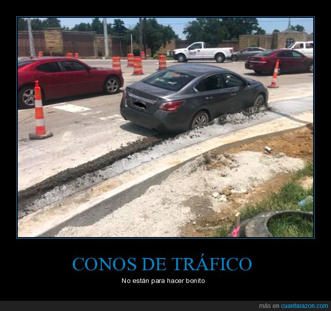 conos,accidente,tonto