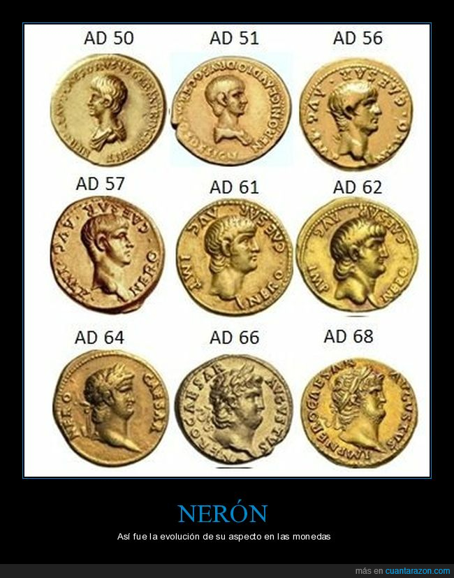 nerón,evolución,monedas,roma