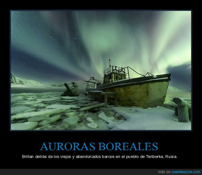 aurora boreal,teriberka,barcos abandonados,rusia