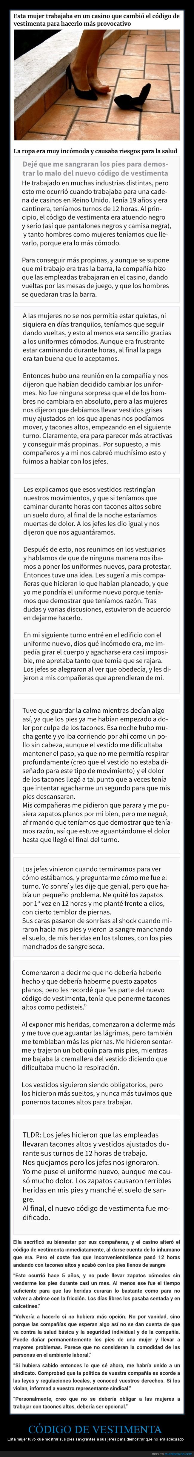 código de vestimenta,tacones,vestido,trabajadoras
