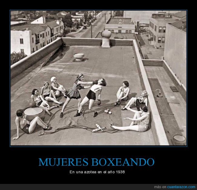 mujeres,boxeando,azotea,retro