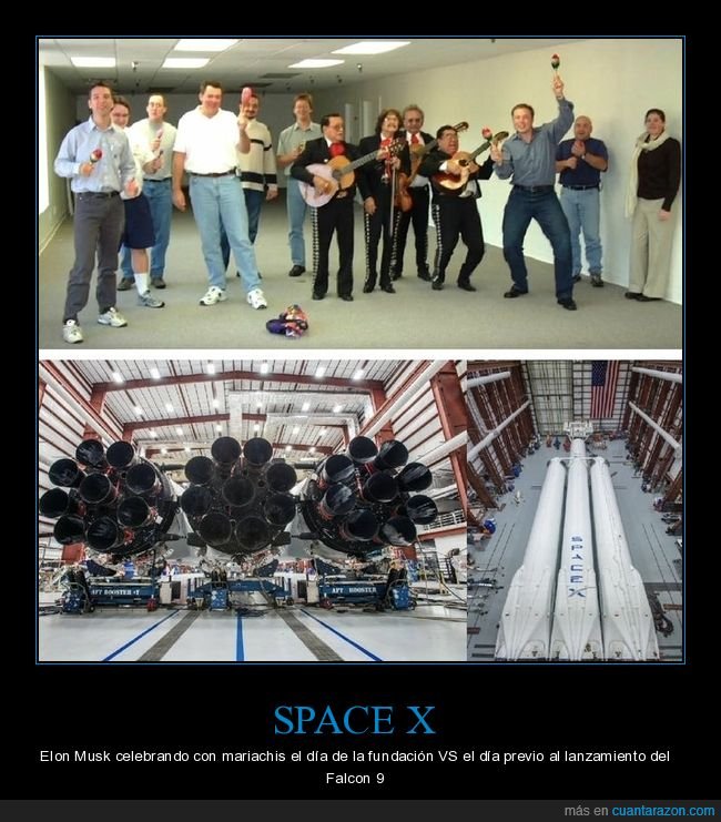 space x,elon musk,celebrando,fundación,falcon 9