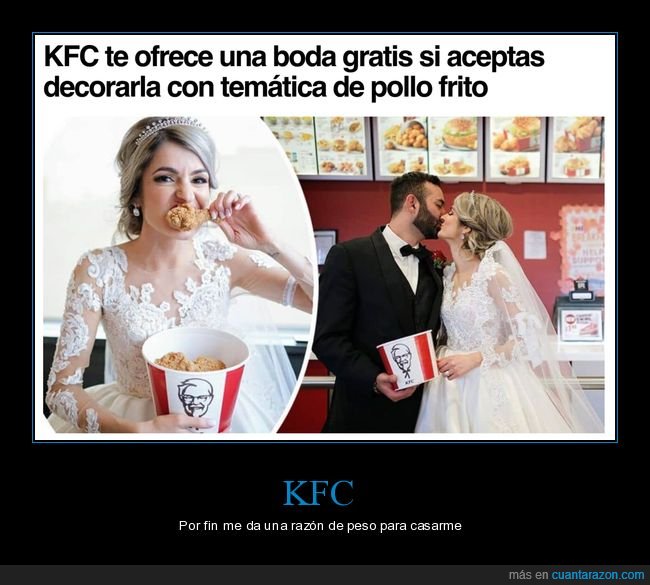 kfc,kentucky,boda,gratis,decorar,temática,pollo frito,wtf