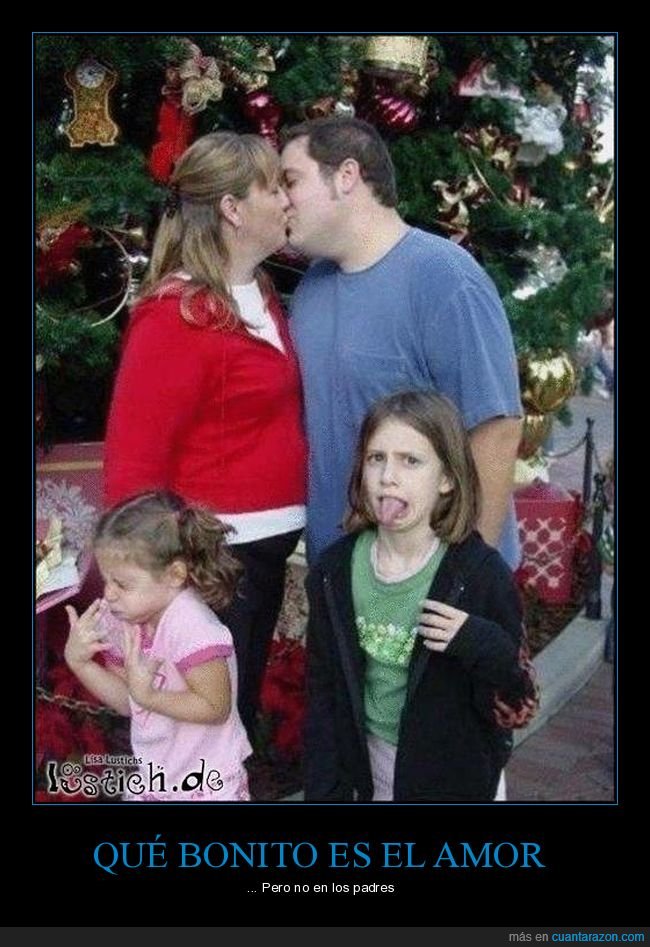 padres,niños,amor,besándose