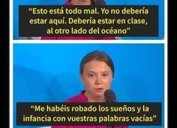 Enlace a El discurso de Greta Thunberg en la Cumbre del Clima de la ONU, y su mirada asesina a Trump