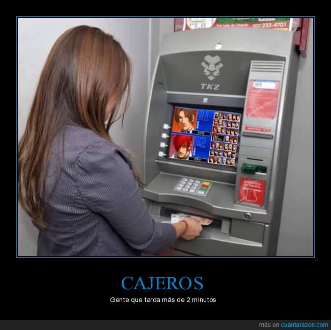 cajero,tardar,recreativa,videojuego