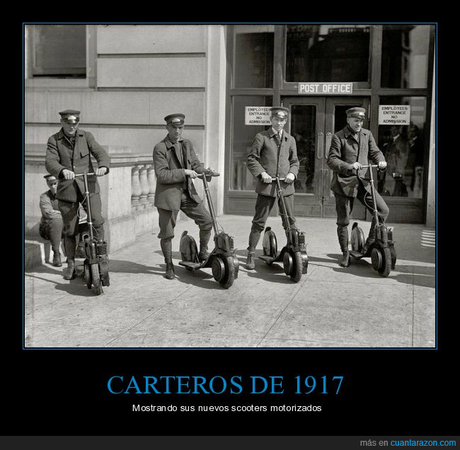 carteros,1917,scooters motorizados,patinetes eléctricos
