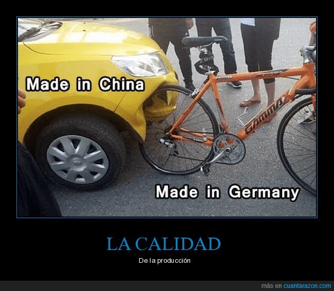 made in china,made in germany,coche,bicicleta,accidente