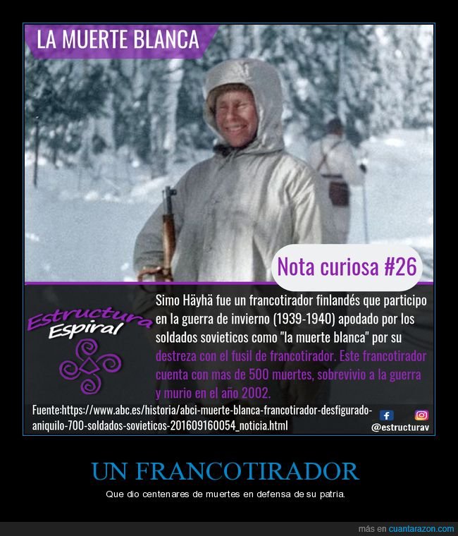 guerra,guerra de invierno,curiosidades,sodado,francotirador,la muerte blanca
