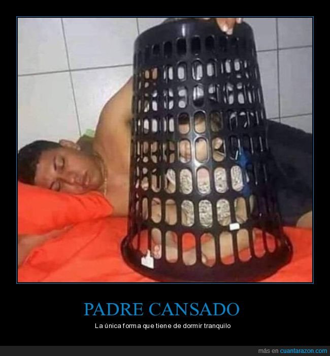 padre,hijo,cesto,encerrado,durmiendo