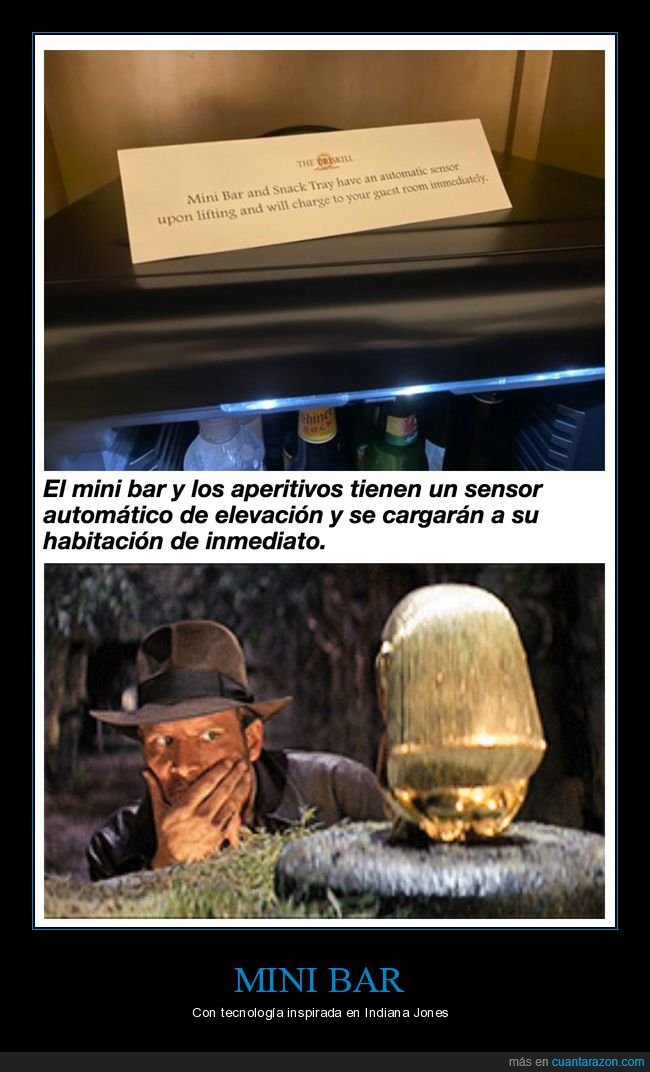 mini bar,hotel,sensor,indiana jones