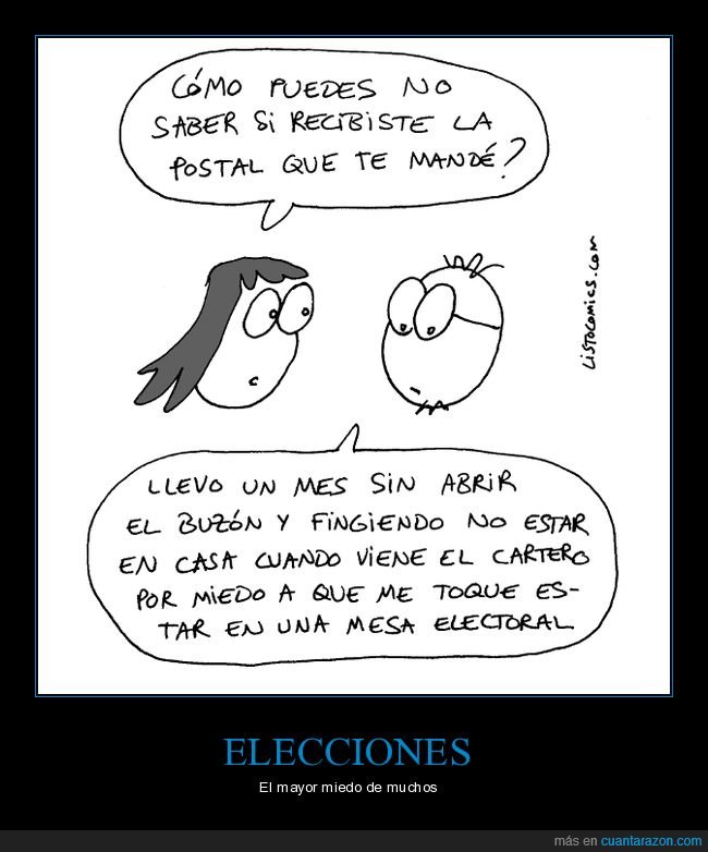 recibir,postal,buzón,cartero,mesa electoral,elecciones