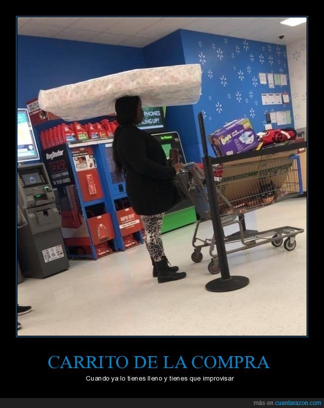 carrito,lleno,colchón,cabeza