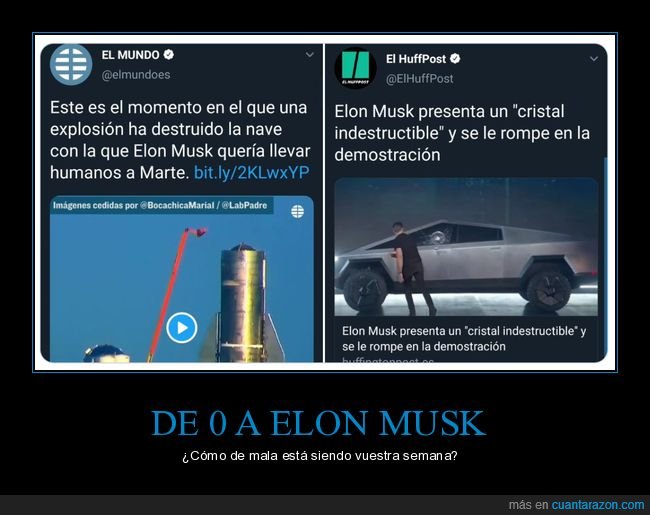 elon musk,explosión,destruir,nave,marte,coche,cristal,indestructible,romper,fails