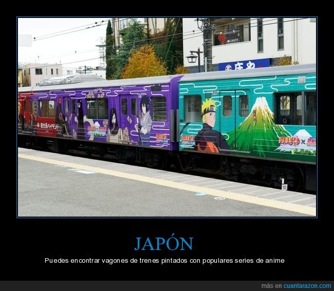 japón,tren,vagones,pintados,anime