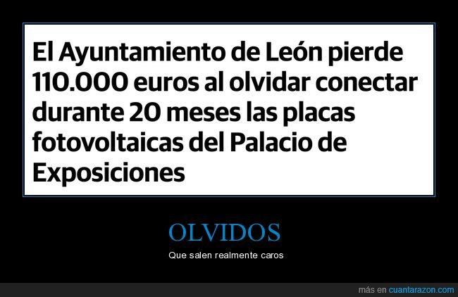 ayuntamiento,león,perder,olvidar,conectar,placas solares,fails