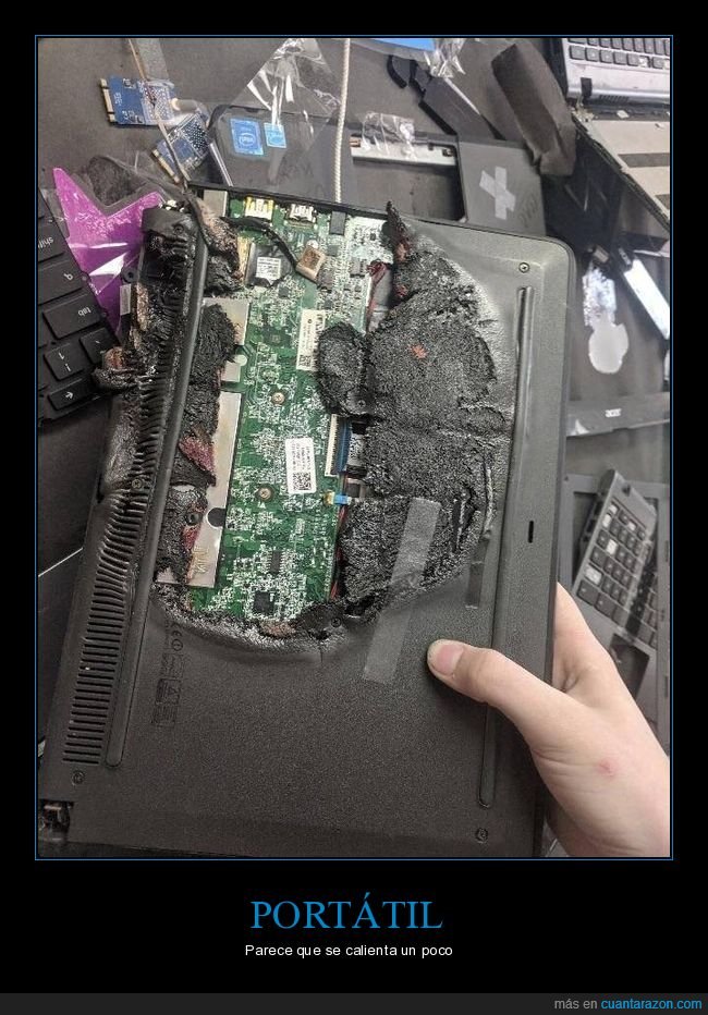 ordenador,portátil,calentarse,quemado