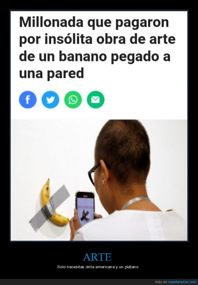 arte,platano,cinta americana,pegado,pared