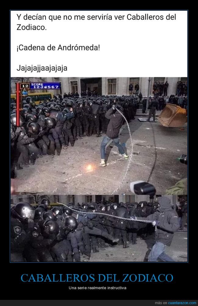 caballeros del zodiaco,cadena,andrómeda,policía,antidisturbios