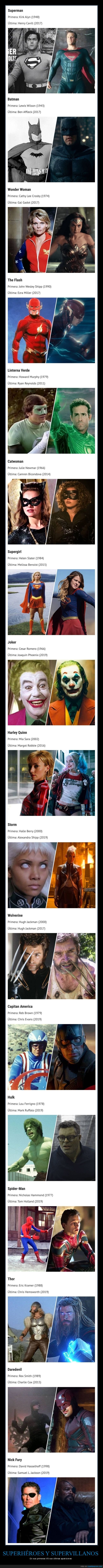 superhéroes,villanos,antes,ahora,apariciones