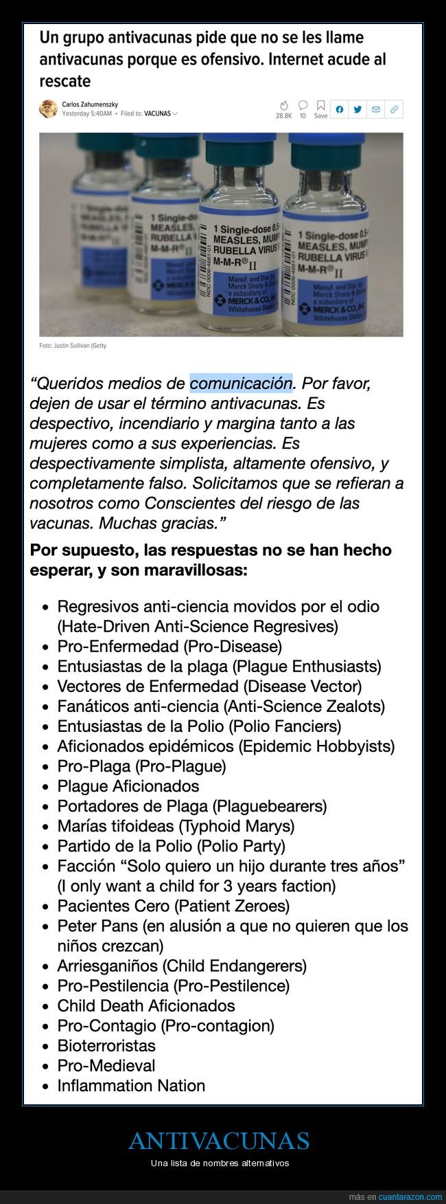 antivacunas,ofendidos,nombres