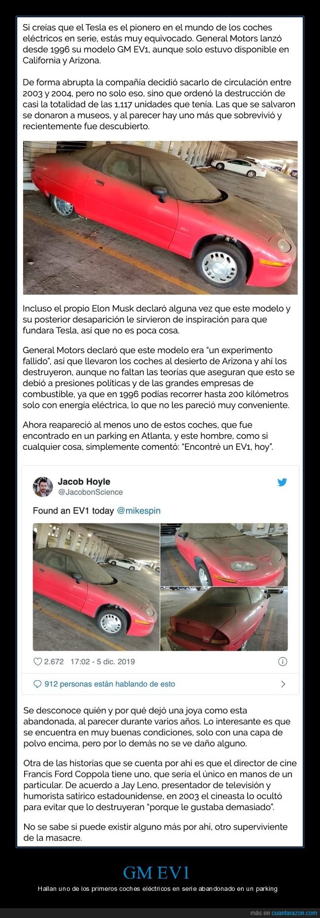 gm ev1,coche eléctrico,abandanoado