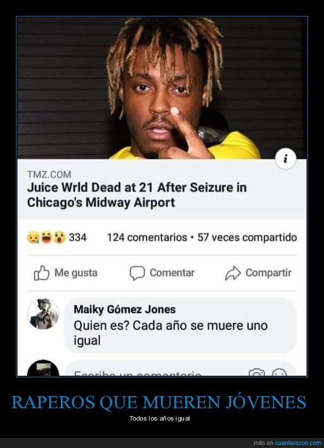 juice wrld,muerto,morir,iguales,comentario,facebook