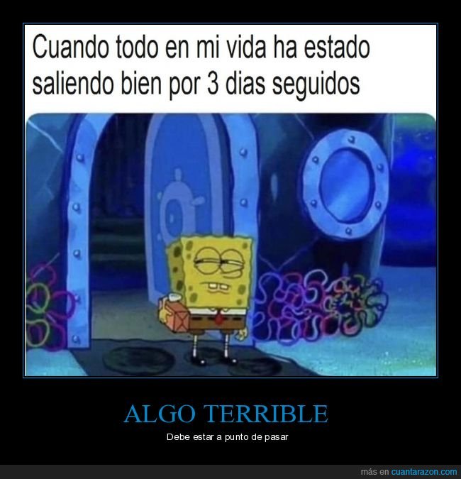 vida,bien,3 días,desconfiar,bob esponja