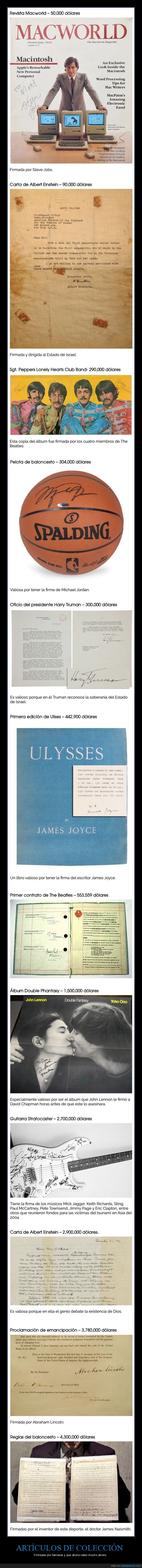 artículos de colección,firmados,famosos,valor