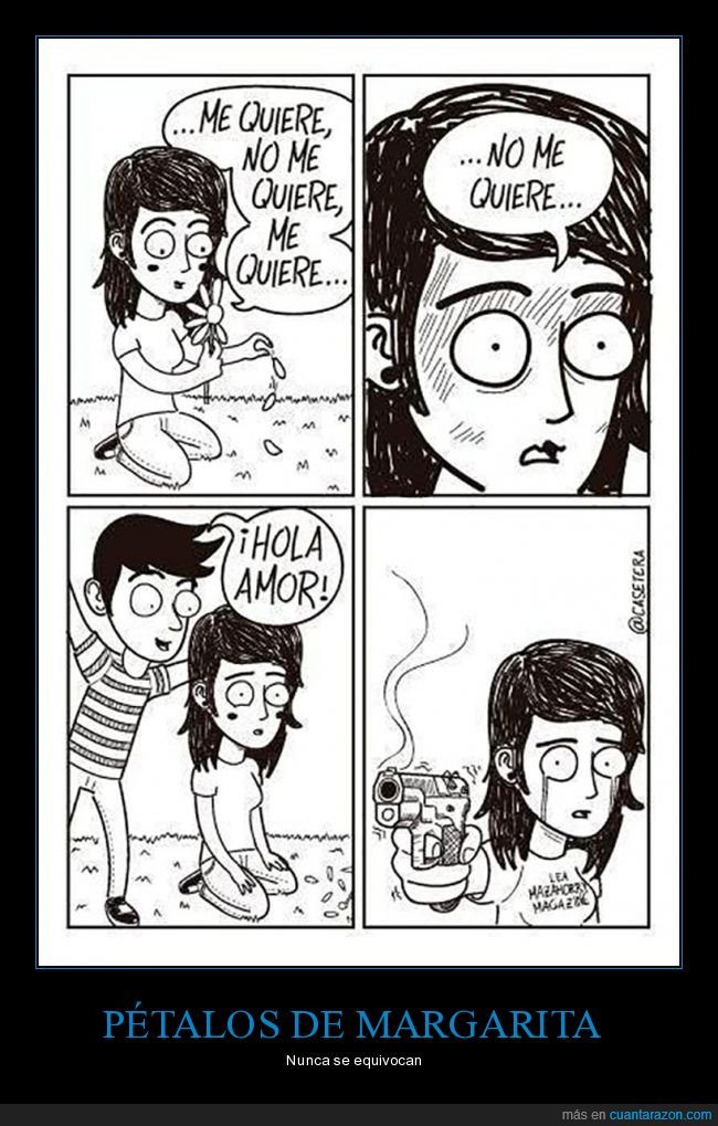 querer,pétalos,margarita,novio,pistola