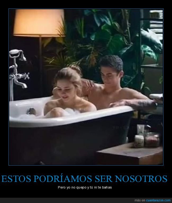 nosotros,bañera,pareja,caber,bañarse