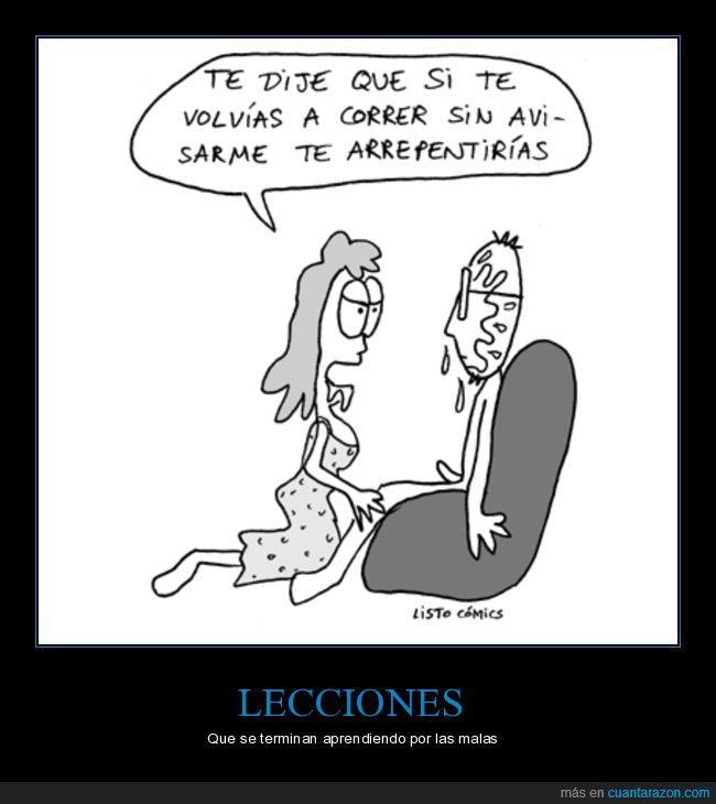 lección,avisar,arrepentirse