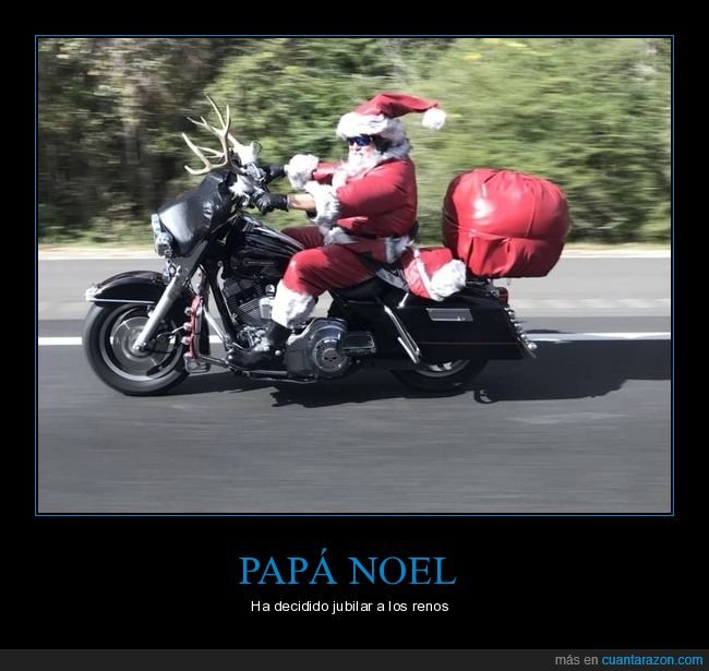 papá noel,moto,renos