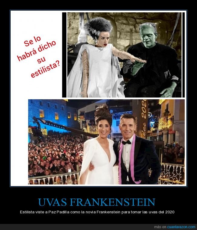 paz padilla,novia de frankenstein,campanadas,2020,nochevieja