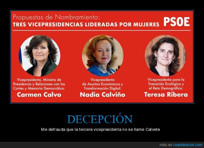 vicepresidenta,vicepresidentas,calvo,calviño,calvete,políticos