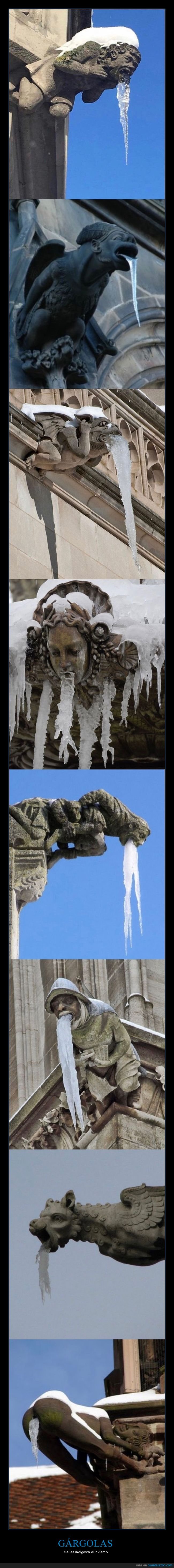 gárgolas,invierno,hielo