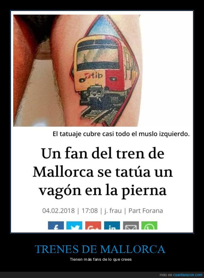 fan,tren,mallorca,vagón,pierna,tatuaje,wtf
